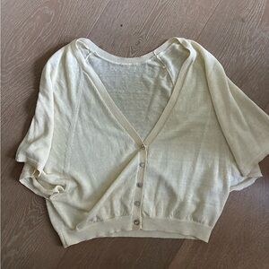 ba&sh Cream Dolman Sleeve Knit Cardigan V-Neck Crystal Button reversible sweater